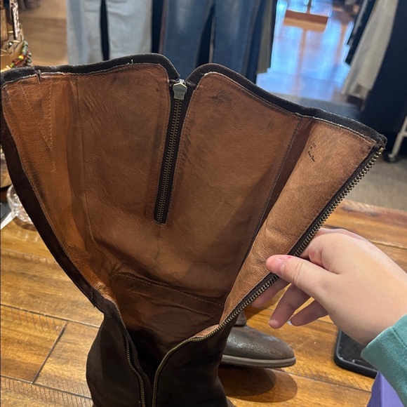 Donald J. Pliner Distressed Dark Brown Leather Boots - Picture 5 of 6